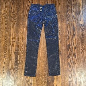 Vintage Y2K Skull and Flames Iridescent Shiny Jeans